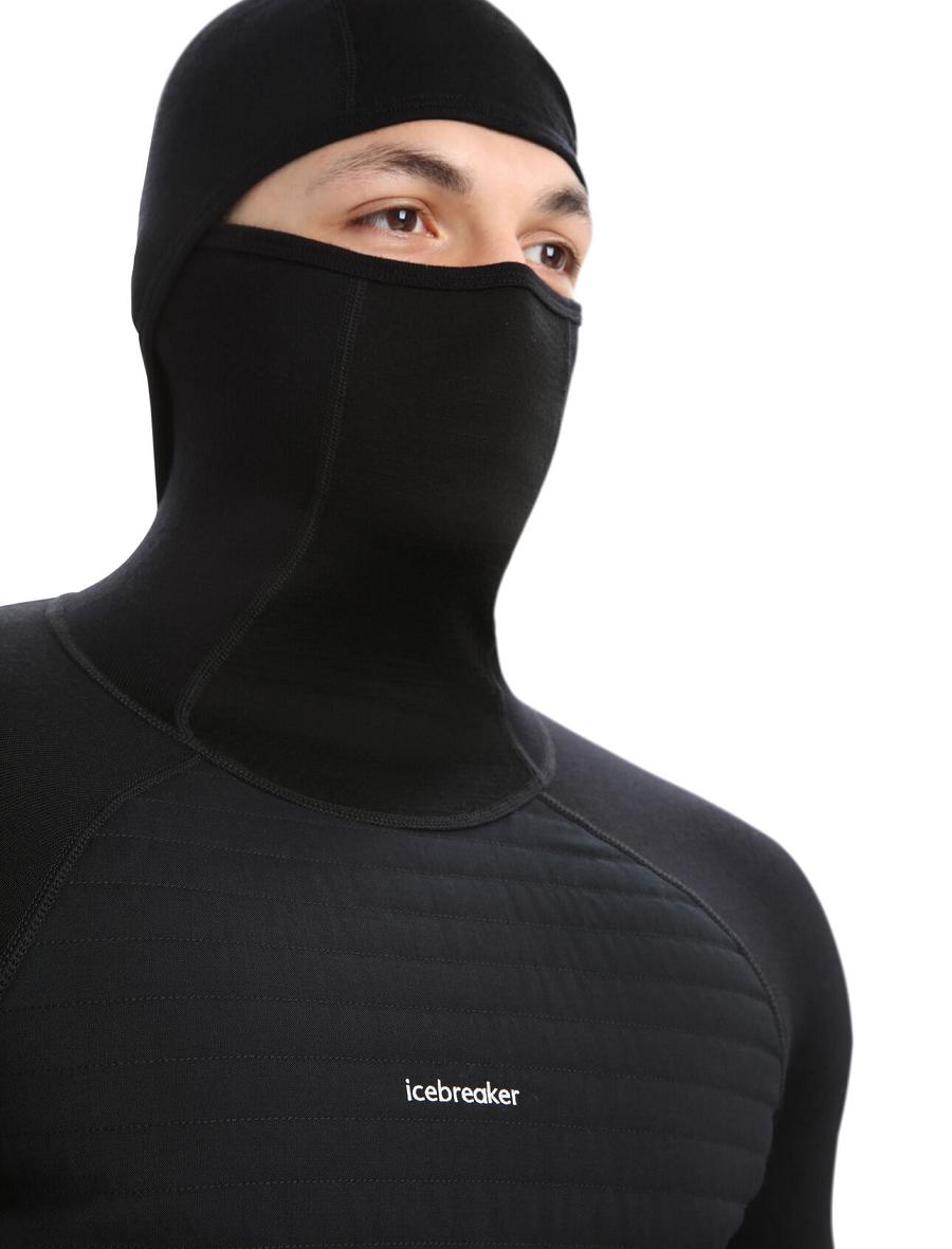 Black Icebreaker ZoneKnit™ Merino Insulated Long Sleeve Hoodie Men's Base Layers | AU 1330SGLO